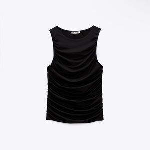 Zara black ruched tank top.
